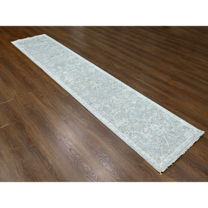 2'5"x11'4" Coin Gray, Hand Knotted, Supple Collection, Oushak Design, Tone On Tone, Soft Vibrant Wool, Plush And Lush, Runner, Oriental Rug FWR61494