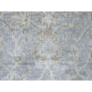 2'5"x11'4" Coin Gray, Hand Knotted, Supple Collection, Oushak Design, Tone On Tone, Soft Vibrant Wool, Plush And Lush, Runner, Oriental Rug FWR61494