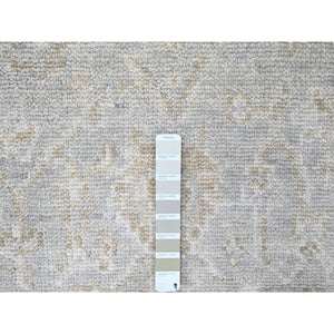 2'6"x8'6" Oyster Gray, Supple Collection, Organic Wool, Hand Knotted, Oushak Design, Soft And Plush Pile, Runner, Oriental Rug FWR61506