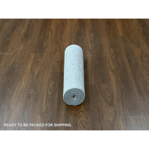 2'6"x8'6" Oyster Gray, Supple Collection, Organic Wool, Hand Knotted, Oushak Design, Soft And Plush Pile, Runner, Oriental Rug FWR61506