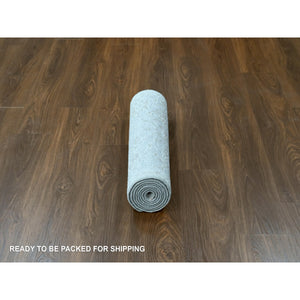 2'5"x8'7" Misty Gray, Oushak Design, Supple Collection, Tone On Tone, Hand Knotted, Soft Vibrant Wool Pile, Plush And Lush, Runner, Oriental Rug FWR61512