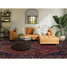 Load image into Gallery viewer, 9&#39;x12&#39;5&quot; Copper Red, Vintage Persian Joshagan with Geometric Medallion, Shaved Down, Zero Pile, Even Wear, Good Condition, Sides and Ends Professionally Secured, Hand Knotted, 100% Wool, Oriental Rug FWR6150