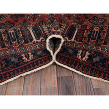 Load image into Gallery viewer, 9&#39;x12&#39;5&quot; Copper Red, Vintage Persian Joshagan with Geometric Medallion, Shaved Down, Zero Pile, Even Wear, Good Condition, Sides and Ends Professionally Secured, Hand Knotted, 100% Wool, Oriental Rug FWR6150
