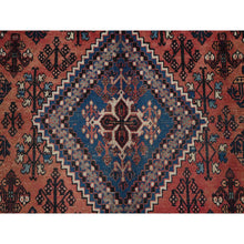 Load image into Gallery viewer, 9&#39;x12&#39;5&quot; Copper Red, Vintage Persian Joshagan with Geometric Medallion, Shaved Down, Zero Pile, Even Wear, Good Condition, Sides and Ends Professionally Secured, Hand Knotted, 100% Wool, Oriental Rug FWR6150