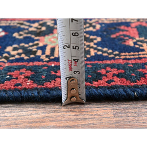 9'x12'5" Copper Red, Vintage Persian Joshagan with Geometric Medallion, Shaved Down, Zero Pile, Even Wear, Good Condition, Sides and Ends Professionally Secured, Hand Knotted, 100% Wool, Oriental Rug FWR6150