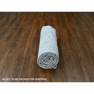 8'6"x11'4" Oyster Gray, Supple Collection, Oushak All Over Design, Soft Velvety Wool, Hand Knotted, Natural Dyes, Oriental Rug FWR61578