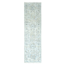 Load image into Gallery viewer, 2&#39;4&quot;x8&#39;8&quot; Pastel Gray, Oushak Design, Supple Collection, Tone On Tone, Hand Knotted, Pure Wool, Plush and Lush, Runner, Oriental Rug FWR61584