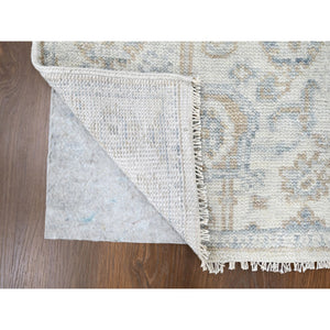 2'4"x8'8" Pastel Gray, Oushak Design, Supple Collection, Tone On Tone, Hand Knotted, Pure Wool, Plush and Lush, Runner, Oriental Rug FWR61584