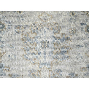 2'4"x8'8" Pastel Gray, Oushak Design, Supple Collection, Tone On Tone, Hand Knotted, Pure Wool, Plush and Lush, Runner, Oriental Rug FWR61584