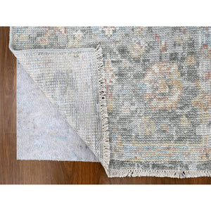 2'6"x8'10" Misty Gray, Oushak Design, Supple Collection, Tone On Tone, Hand Knotted, Soft Vibrant Wool Pile, Plush And Lush, Runner, Oriental Rug FWR61596