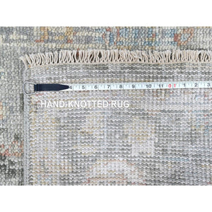 2'6"x8'10" Misty Gray, Oushak Design, Supple Collection, Tone On Tone, Hand Knotted, Soft Vibrant Wool Pile, Plush And Lush, Runner, Oriental Rug FWR61596