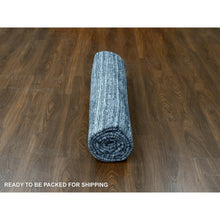 Load image into Gallery viewer, 8&#39;3&quot;x10&#39; Onyx Black with a mix of Ivory, Modern Design, Hand Loomed, Wool and Plant Based Silk, Textured Pile, Oriental Rug FWR61608