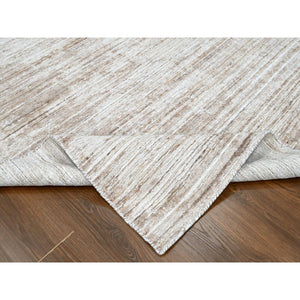 8'x10' Shades of Brown, Hand Loomed, Wool and Plant Based Silk, Textured Pile, Borderless, Modern Design, Oriental Rug FWR61614