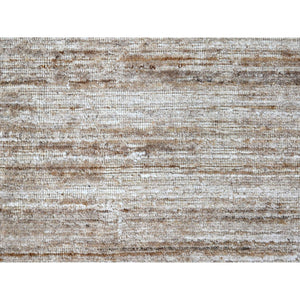 8'x10' Shades of Brown, Hand Loomed, Wool and Plant Based Silk, Textured Pile, Borderless, Modern Design, Oriental Rug FWR61614