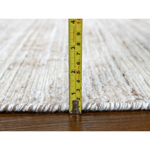 8'x10' Shades of Brown, Hand Loomed, Wool and Plant Based Silk, Textured Pile, Borderless, Modern Design, Oriental Rug FWR61614