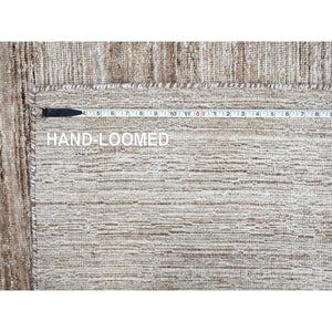 8'x10' Shades of Brown, Hand Loomed, Wool and Plant Based Silk, Textured Pile, Borderless, Modern Design, Oriental Rug FWR61614