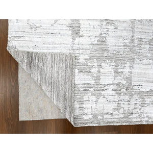 8'x10' Bone White, Hand Loomed, Wool and Plant Based Silk, Textured Pile, Modern Design, Oriental Rug FWR61620