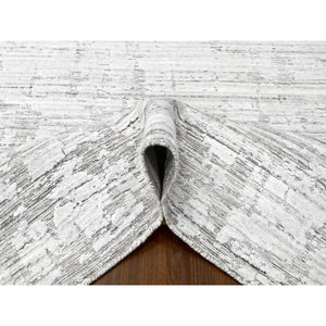 8'x10' Bone White, Hand Loomed, Wool and Plant Based Silk, Textured Pile, Modern Design, Oriental Rug FWR61620