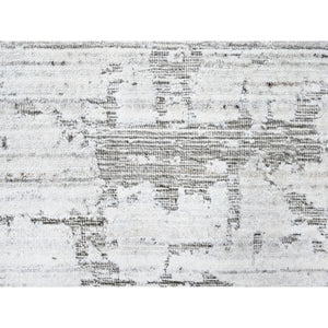 8'x10' Bone White, Hand Loomed, Wool and Plant Based Silk, Textured Pile, Modern Design, Oriental Rug FWR61620