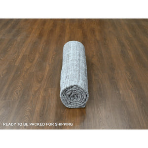 8'x10' Bone White, Hand Loomed, Wool and Plant Based Silk, Textured Pile, Modern Design, Oriental Rug FWR61620