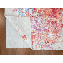 Load image into Gallery viewer, 9&#39;1&quot;x12&#39; Imperial Red, Colorful Abstract Design, Wool And Plant Based Silk, Hand Knotted, Nepali Weave, Modern, Oriental Rug FWR61626