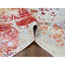 Load image into Gallery viewer, 9&#39;1&quot;x12&#39; Imperial Red, Colorful Abstract Design, Wool And Plant Based Silk, Hand Knotted, Nepali Weave, Modern, Oriental Rug FWR61626