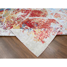 Load image into Gallery viewer, 9&#39;1&quot;x12&#39; Imperial Red, Colorful Abstract Design, Wool And Plant Based Silk, Hand Knotted, Nepali Weave, Modern, Oriental Rug FWR61626