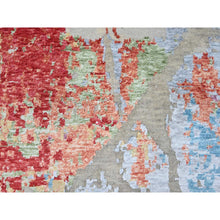 Load image into Gallery viewer, 9&#39;1&quot;x12&#39; Imperial Red, Colorful Abstract Design, Wool And Plant Based Silk, Hand Knotted, Nepali Weave, Modern, Oriental Rug FWR61626