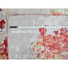 Load image into Gallery viewer, 9&#39;1&quot;x12&#39; Imperial Red, Colorful Abstract Design, Wool And Plant Based Silk, Hand Knotted, Nepali Weave, Modern, Oriental Rug FWR61626