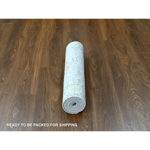 2'5"x8'5" Spanish Gray, Supple Collection, Oushak All Over Design, Soft Velvety Wool, Hand Knotted, Vegetable Dyes, Runner, Oriental Rug FWR61644