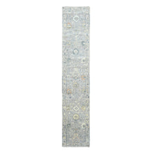 Load image into Gallery viewer, 2&#39;5&quot;x13&#39;10&quot; Pastel Gray, Supple Collection, Oushak Design, Hand Knotted, Lush and Plush, Pure Wool, Soft Pile, Tone On Tone, Natural Dyes, Runner, Oriental Rug FWR61656