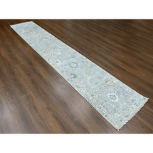 Load image into Gallery viewer, 2&#39;5&quot;x13&#39;10&quot; Pastel Gray, Supple Collection, Oushak Design, Hand Knotted, Lush and Plush, Pure Wool, Soft Pile, Tone On Tone, Natural Dyes, Runner, Oriental Rug FWR61656