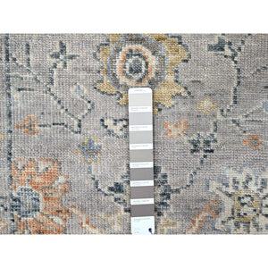 2'5"x13'10" Pastel Gray, Supple Collection, Oushak Design, Hand Knotted, Lush and Plush, Pure Wool, Soft Pile, Tone On Tone, Natural Dyes, Runner, Oriental Rug FWR61656