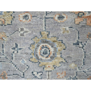 2'5"x13'10" Pastel Gray, Supple Collection, Oushak Design, Hand Knotted, Lush and Plush, Pure Wool, Soft Pile, Tone On Tone, Natural Dyes, Runner, Oriental Rug FWR61656