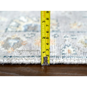 2'5"x13'10" Pastel Gray, Supple Collection, Oushak Design, Hand Knotted, Lush and Plush, Pure Wool, Soft Pile, Tone On Tone, Natural Dyes, Runner, Oriental Rug FWR61656