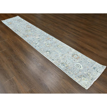 Load image into Gallery viewer, 2&#39;3&quot;x11&#39;2&quot; Cloud Gray, Supple Collection, Oushak All Over Design, Soft Velvety Wool, Hand Knotted, Vegetable Dyes, Narrow Runner, Oriental Rug FWR61662