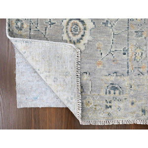 2'3"x11'2" Cloud Gray, Supple Collection, Oushak All Over Design, Soft Velvety Wool, Hand Knotted, Vegetable Dyes, Narrow Runner, Oriental Rug FWR61662