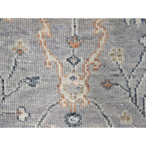 2'3"x11'2" Cloud Gray, Supple Collection, Oushak All Over Design, Soft Velvety Wool, Hand Knotted, Vegetable Dyes, Narrow Runner, Oriental Rug FWR61662