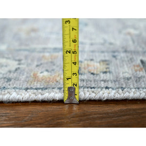 2'3"x11'2" Cloud Gray, Supple Collection, Oushak All Over Design, Soft Velvety Wool, Hand Knotted, Vegetable Dyes, Narrow Runner, Oriental Rug FWR61662