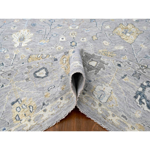 11'6"x15' Medium Gray, Oushak Design, Supple Collection, Organic Wool, Hand Knotted, Soft And Plush Pile, Oversized, Oriental Rug FWR61668