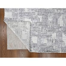 Load image into Gallery viewer, 8&#39;x10&#39; Chiffon White, Hand Loomed, Wool and Plant Based Silk, Textured Pile, Modern Grid Like Design, Oriental Rug FWR61680