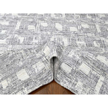 Load image into Gallery viewer, 8&#39;x10&#39; Chiffon White, Hand Loomed, Wool and Plant Based Silk, Textured Pile, Modern Grid Like Design, Oriental Rug FWR61680