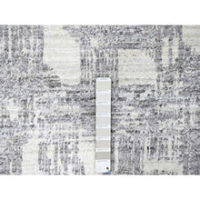 Load image into Gallery viewer, 8&#39;x10&#39; Chiffon White, Hand Loomed, Wool and Plant Based Silk, Textured Pile, Modern Grid Like Design, Oriental Rug FWR61680