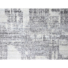 Load image into Gallery viewer, 8&#39;x10&#39; Chiffon White, Hand Loomed, Wool and Plant Based Silk, Textured Pile, Modern Grid Like Design, Oriental Rug FWR61680