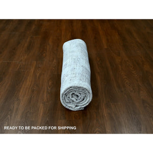 8'x10' Chiffon White, Hand Loomed, Wool and Plant Based Silk, Textured Pile, Modern Grid Like Design, Oriental Rug FWR61680
