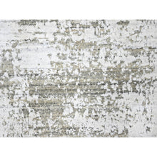 Load image into Gallery viewer, 8&#39;x10&#39; Cotton White With Brown, Modern Design, Hand Loomed, Wool And Plant Based Silk, Textured Pile, Oriental Rug FWR61686