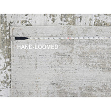 Load image into Gallery viewer, 8&#39;x10&#39; Cotton White With Brown, Modern Design, Hand Loomed, Wool And Plant Based Silk, Textured Pile, Oriental Rug FWR61686