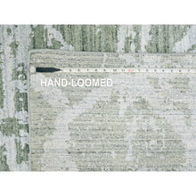 Load image into Gallery viewer, 6&#39;7&quot;x9&#39;6&quot; Sage Green, Hand Loomed, Modern Design, Wool And Plant Based Silk, Textured Pile, Oriental Rug FWR61692