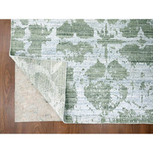 Load image into Gallery viewer, 5&#39;5&quot;x7&#39;5&quot; Pistachio Green, Hand Loomed, Wool and Plant Based Silk, Textured Pile, Modern Design, Oriental Rug FWR61698