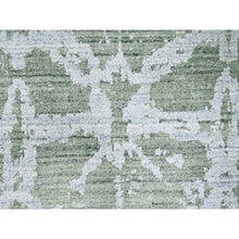Load image into Gallery viewer, 5&#39;5&quot;x7&#39;5&quot; Pistachio Green, Hand Loomed, Wool And Plant Based Silk, Textured Pile, Modern Design, Oriental Rug FWR61698
